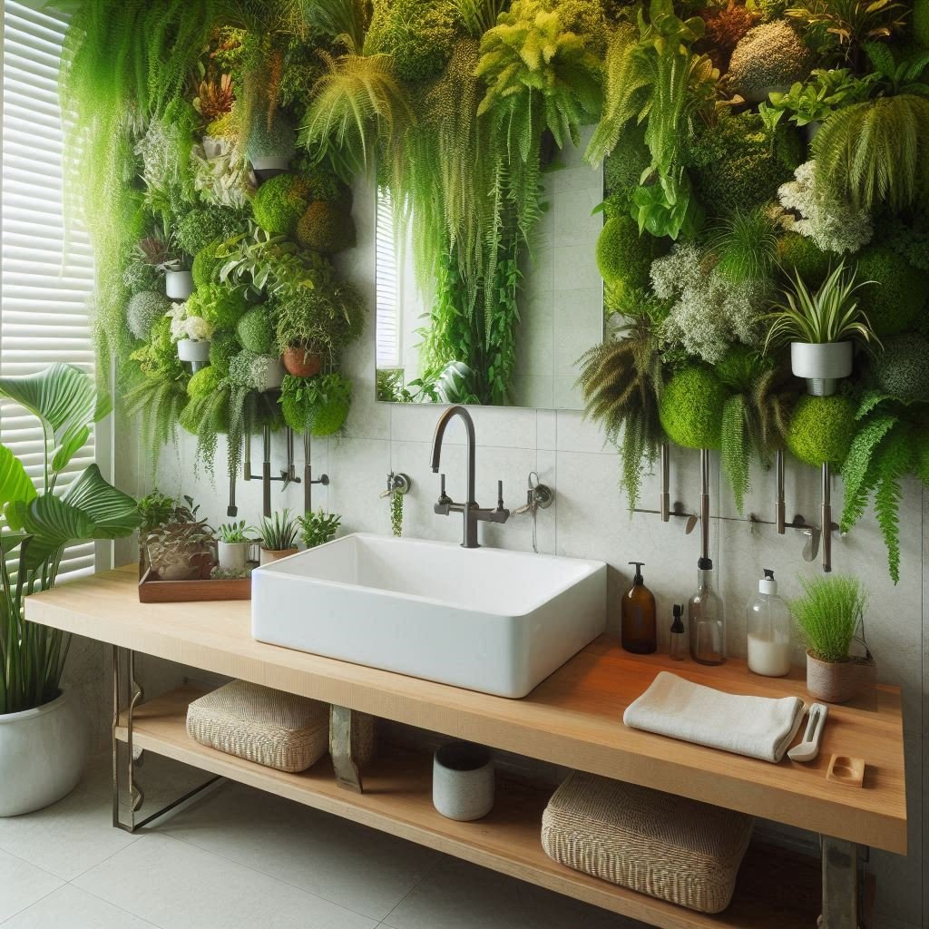 Sink with Vertical Garden Backdrop