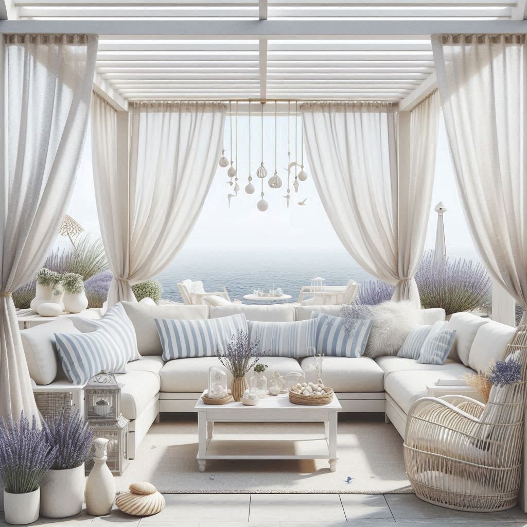 White Pergola Gazebo for a Coastal Vibe patio
