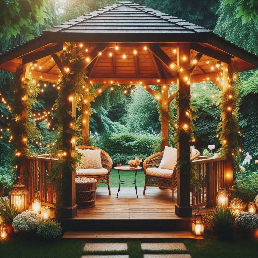  Gazebo with String Lights patio