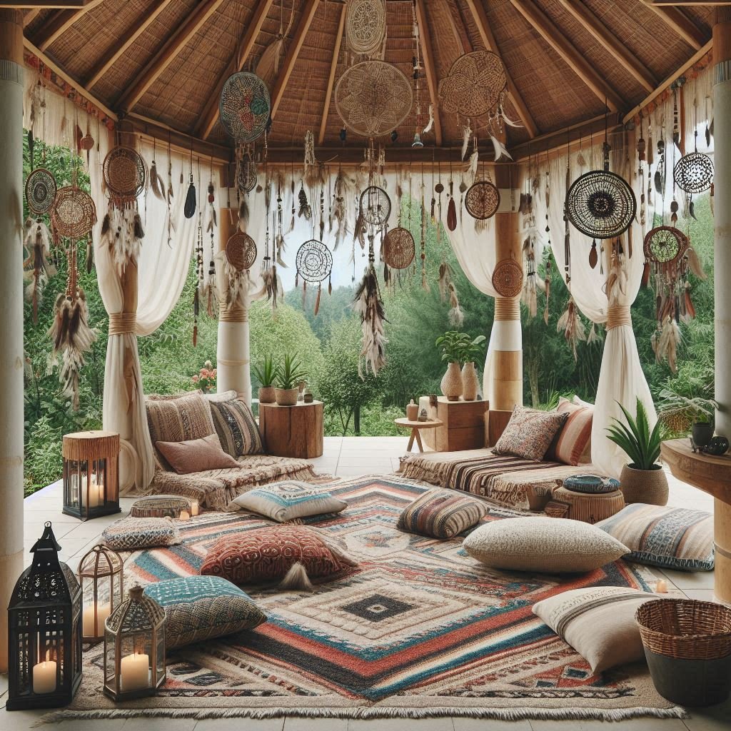 Bohemian-Style Gazebo with Floor patio