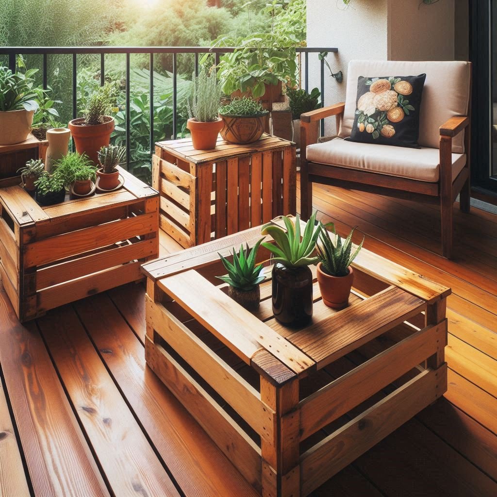 Upcycled Crates as Tables or Planters patio
