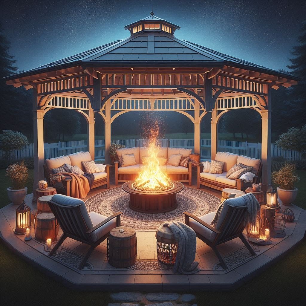 Cozy Gazebo Over a Fire Pit patio
