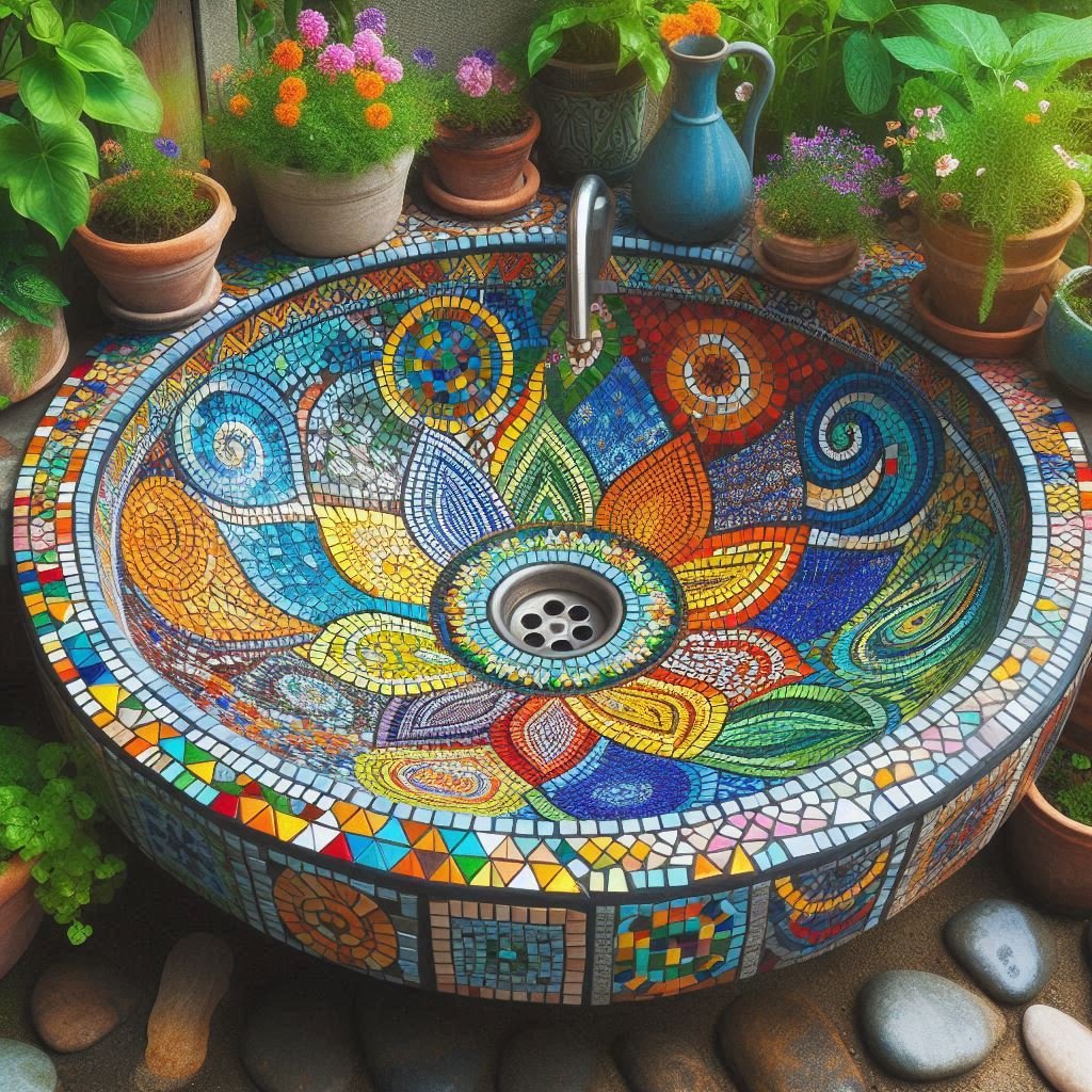 Colorful Mosaic Tile Sink