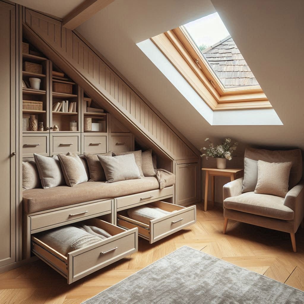 Clever Pull-Out Drawers Hidden in Attic Knee Walls
