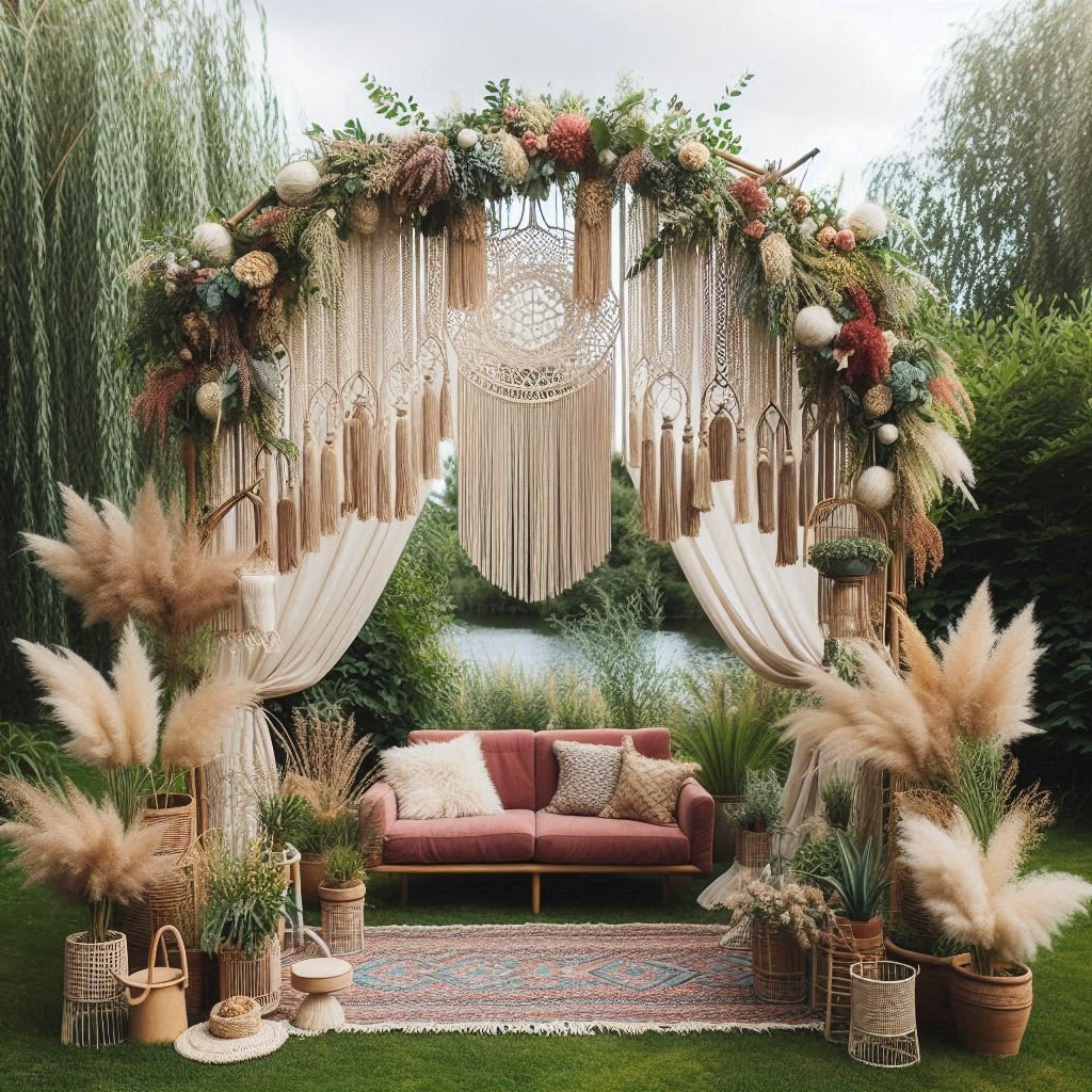 Boho Macrame Garden Arch