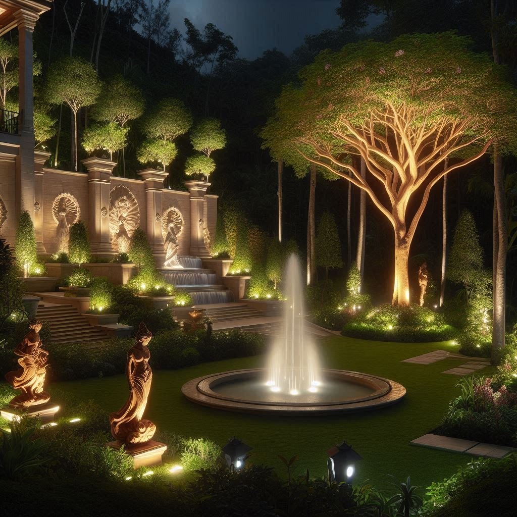 Uplighting for Trees or Sculptures garden