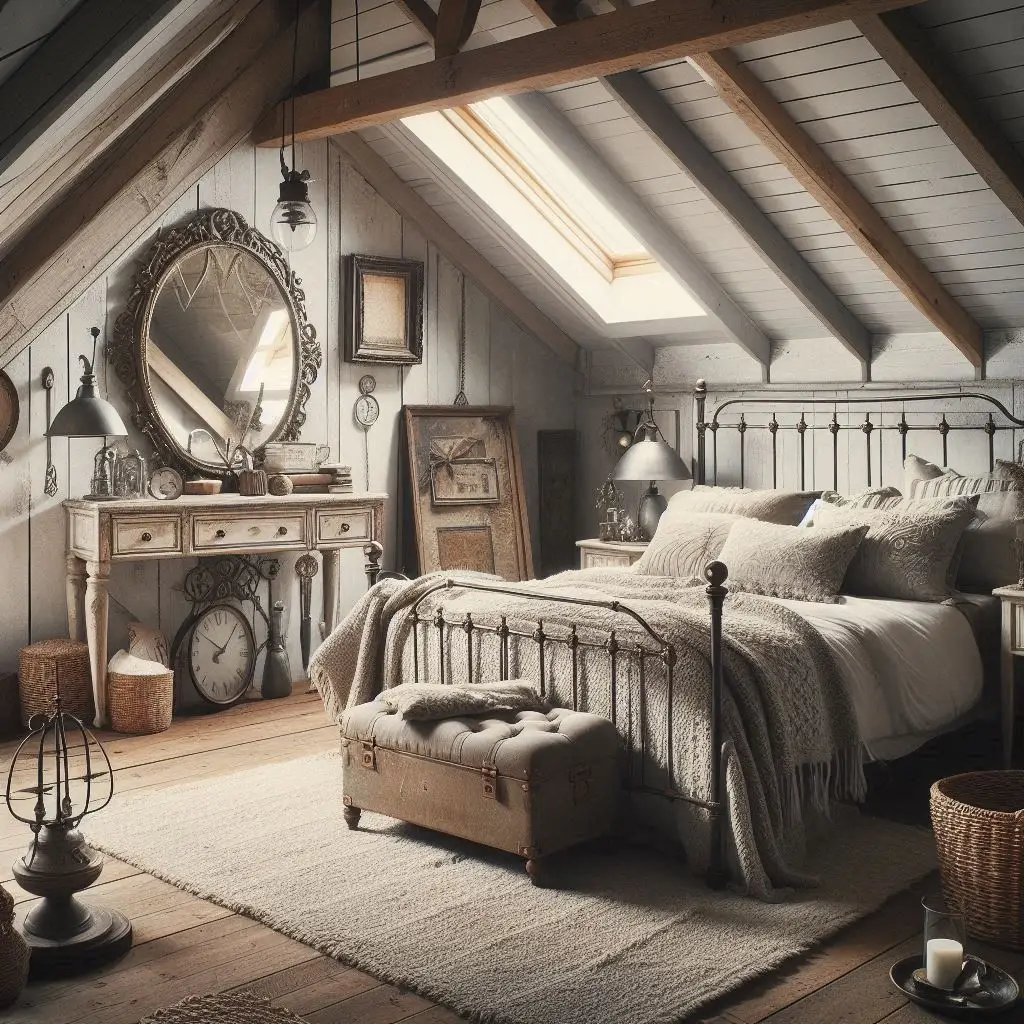 Vintage-Inspired Decor in Modern Attic Retreat