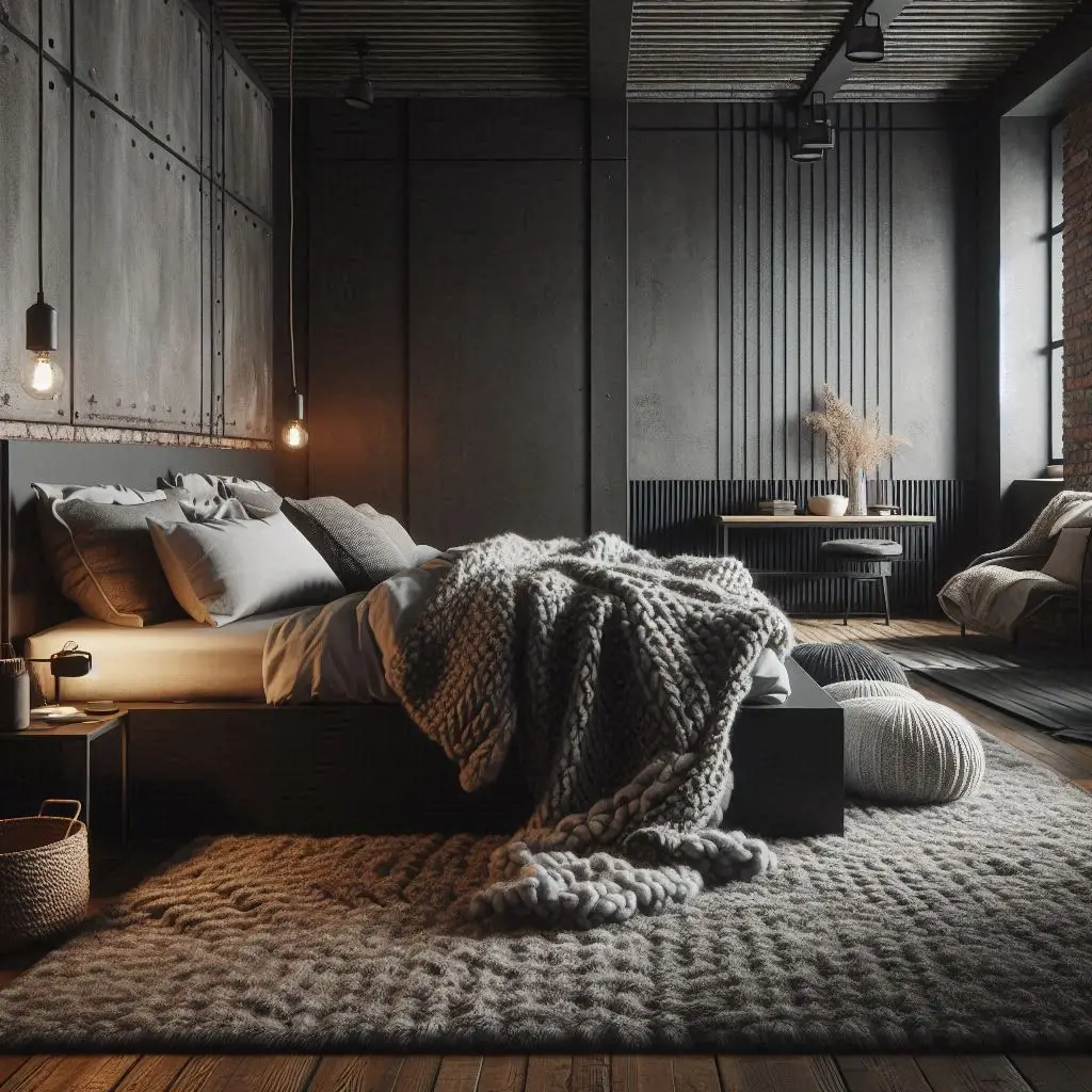 Industrial-Style Dark Bedroom