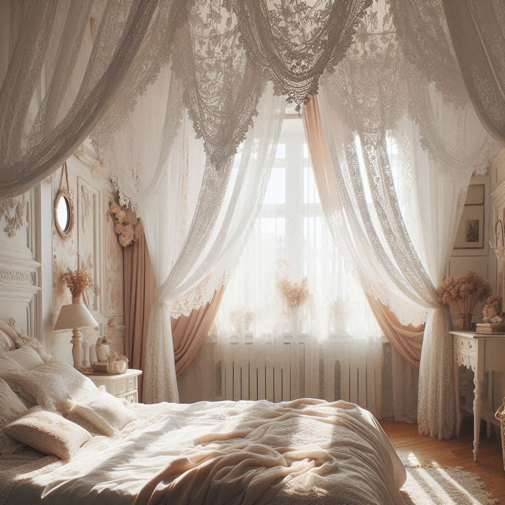 . White Curtains with Lace