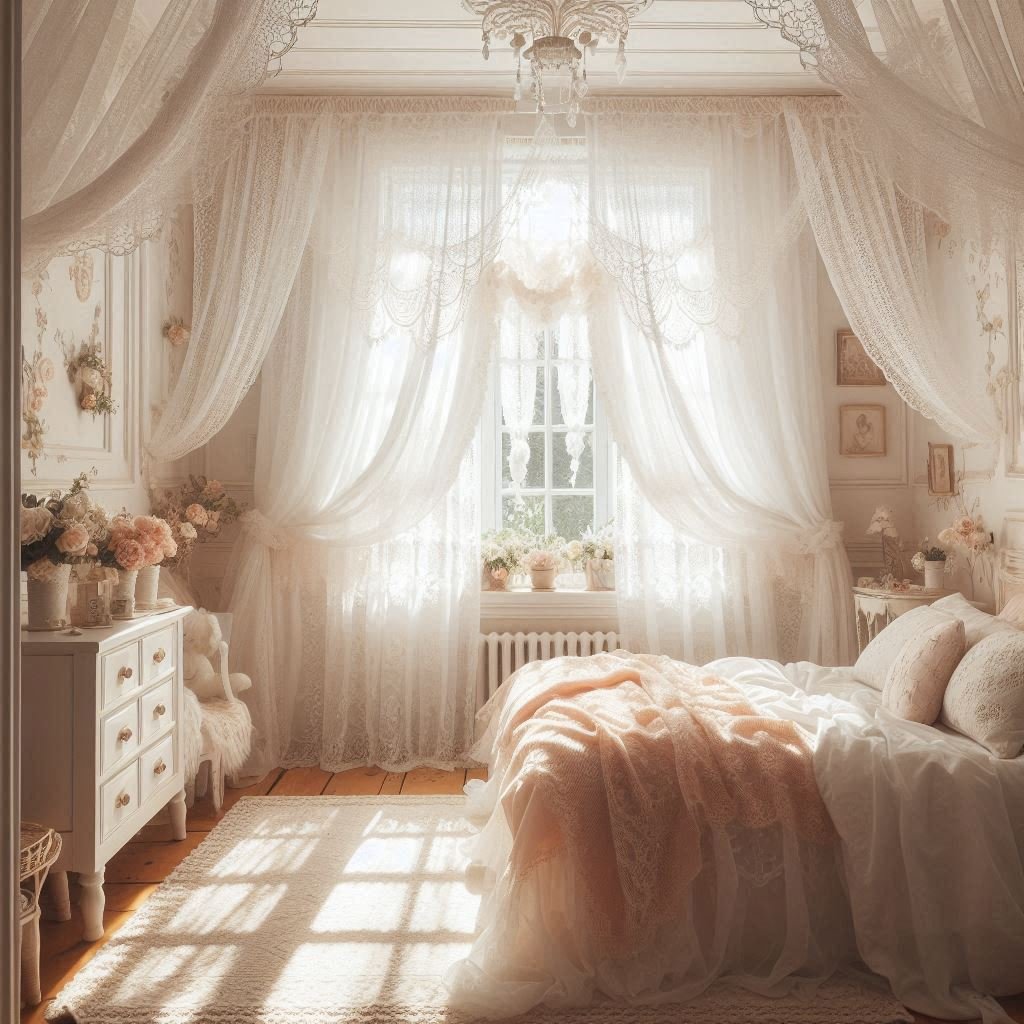 . White Curtains with Lace