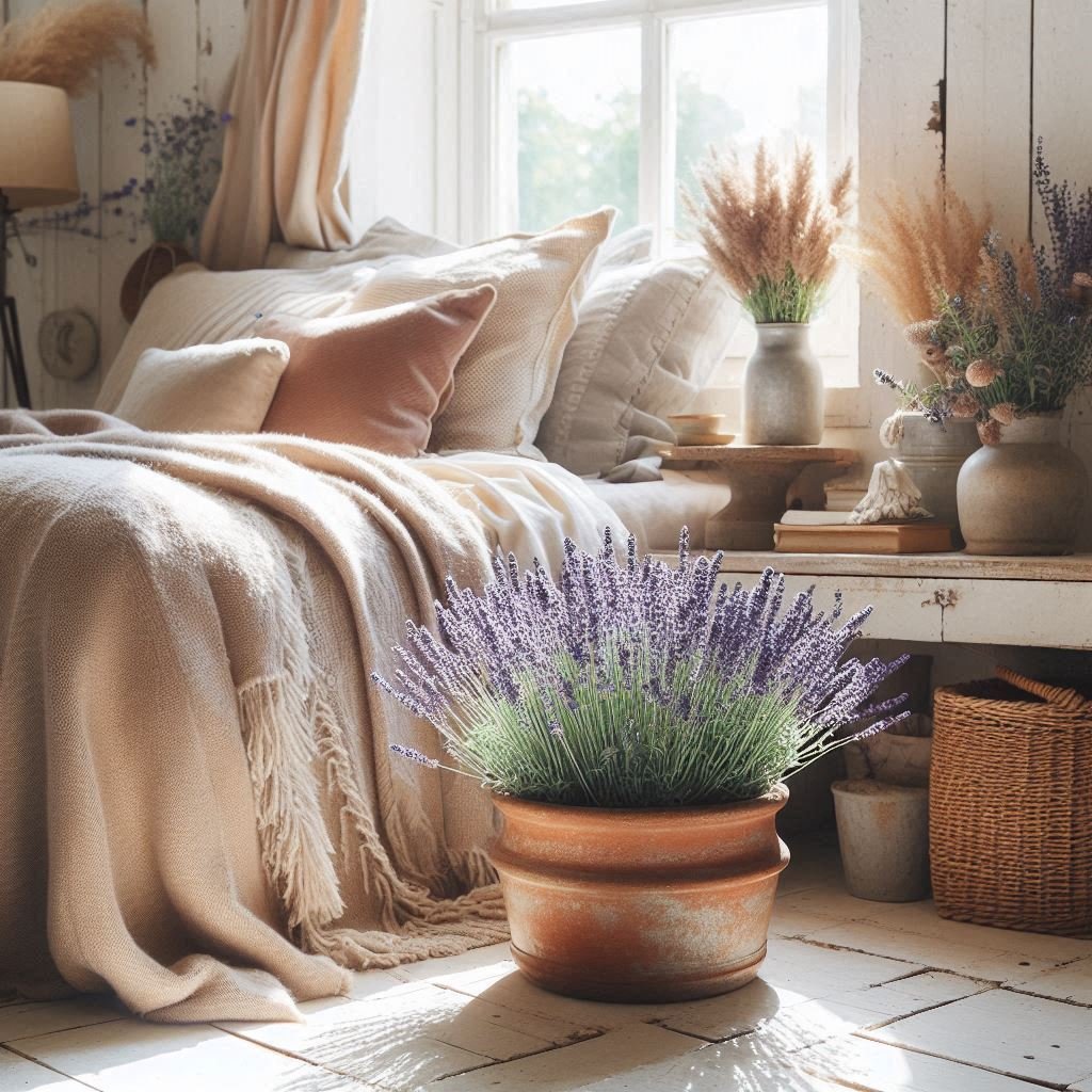 Lavender plant in bedroom