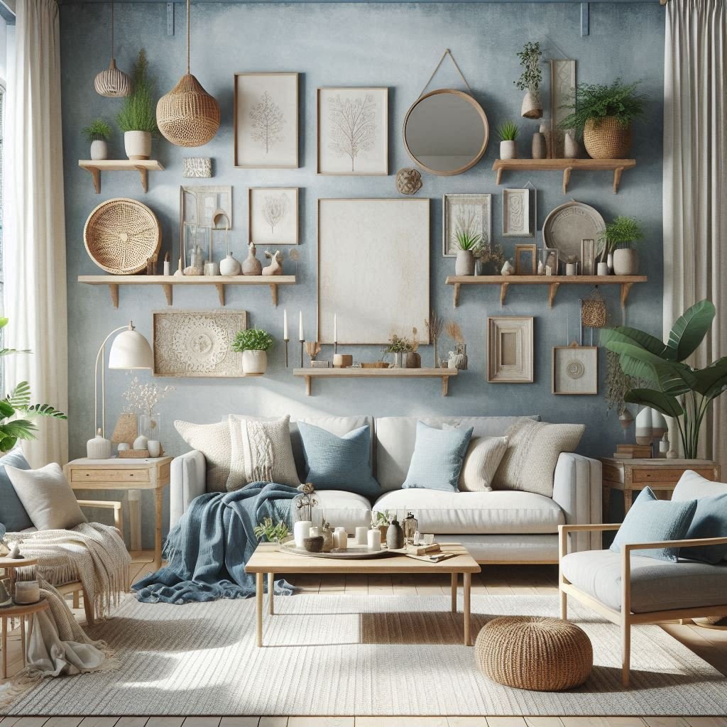 Textured Blue Limewash Wall for Rustic Calm
