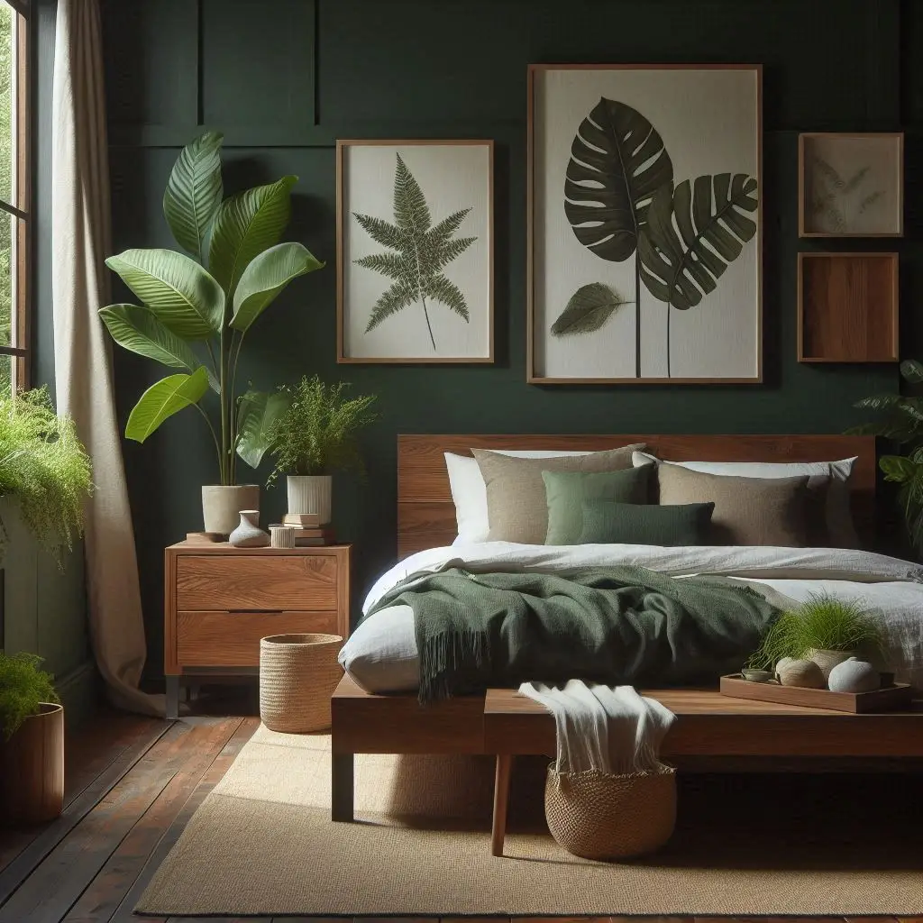 Forest Green with Natural Wood bedroom