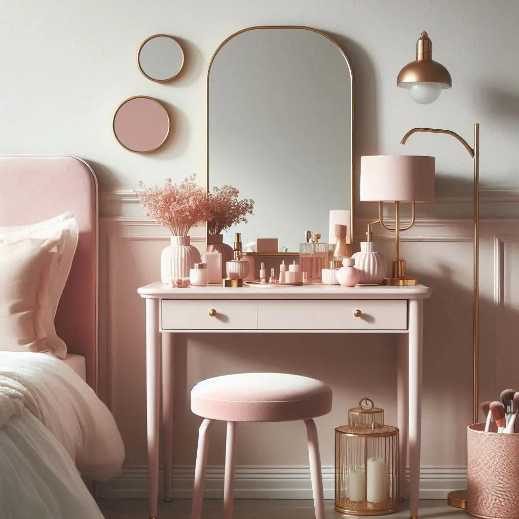  Pink Mirror Frame or Blush Vanity Table