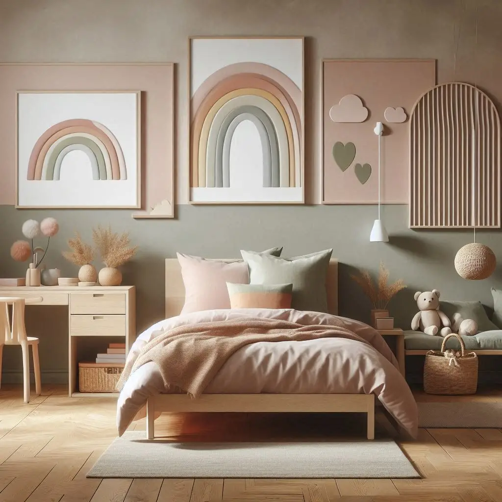Muted Rainbow Colors kids room