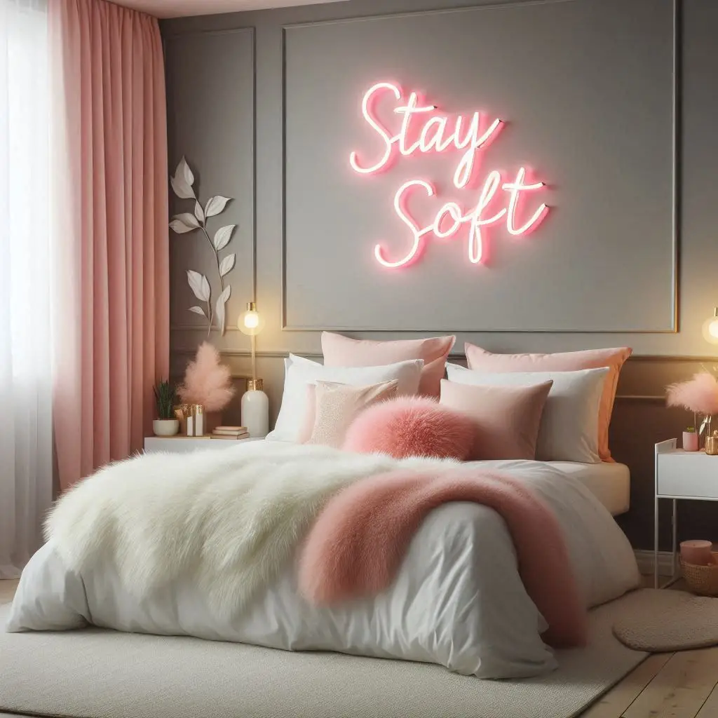Grey Wall + Pink Neon Sign