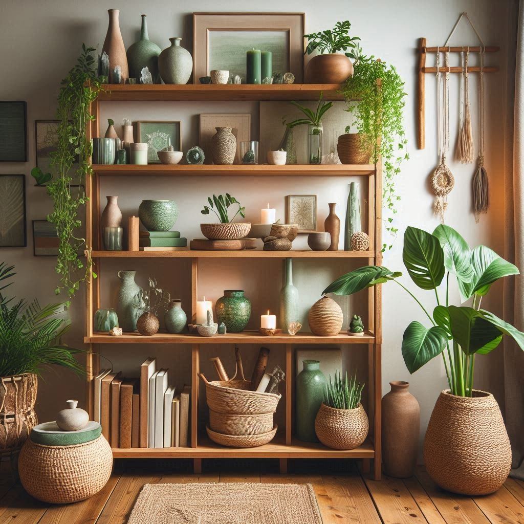 Styled Shelves With Green Boho Soul
