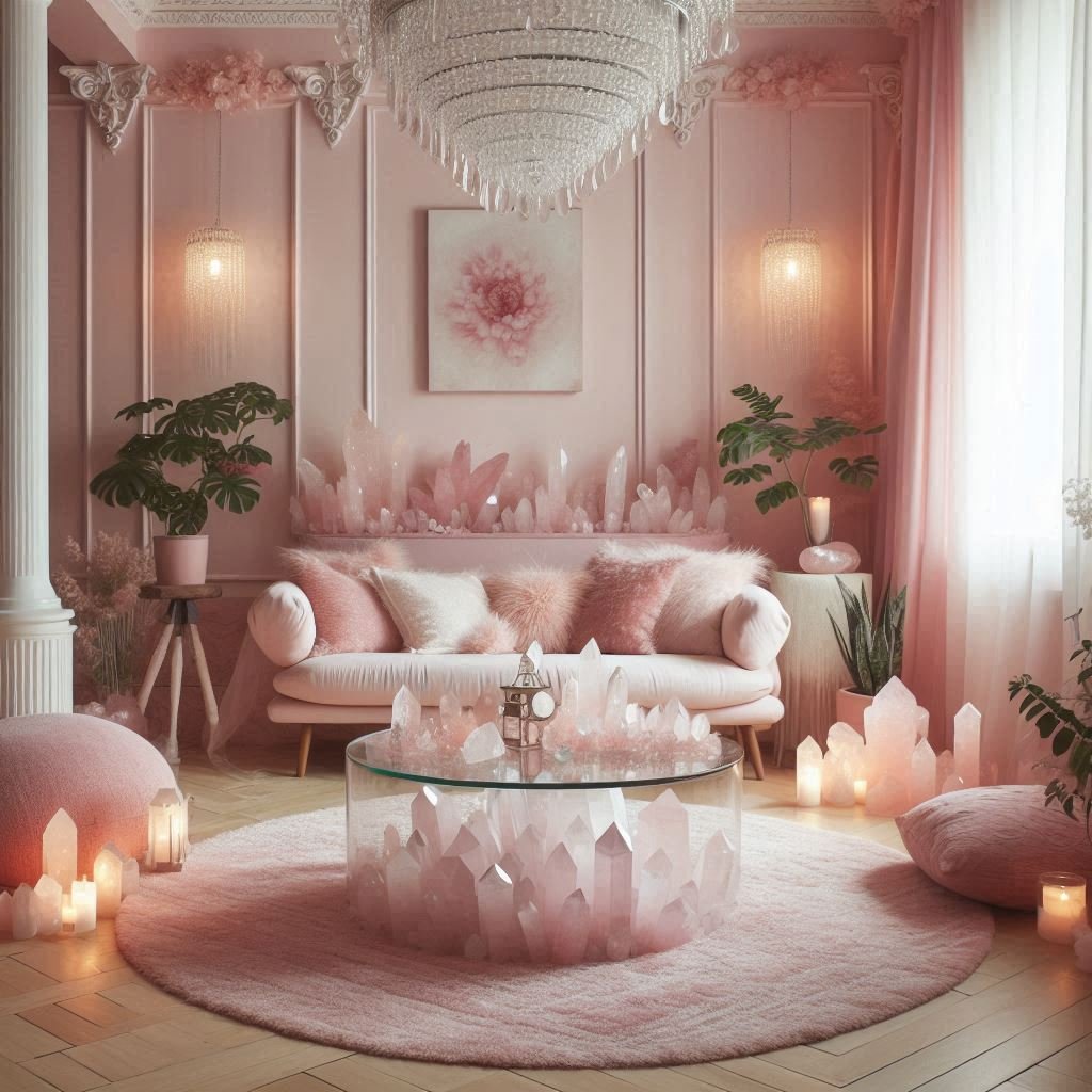 soft pink room with plants and spiritual energy
