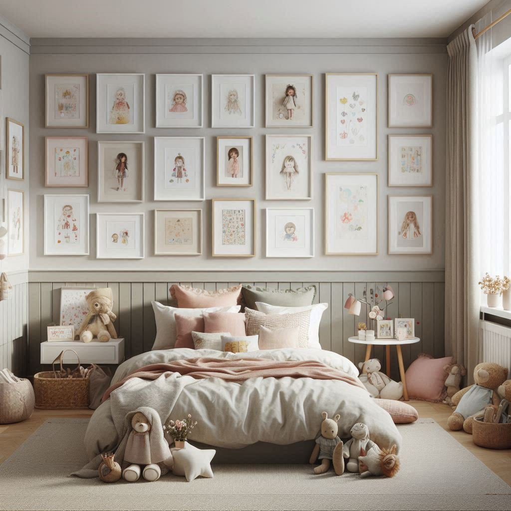 Gallery Walls of Their Artwork kid bedroom
