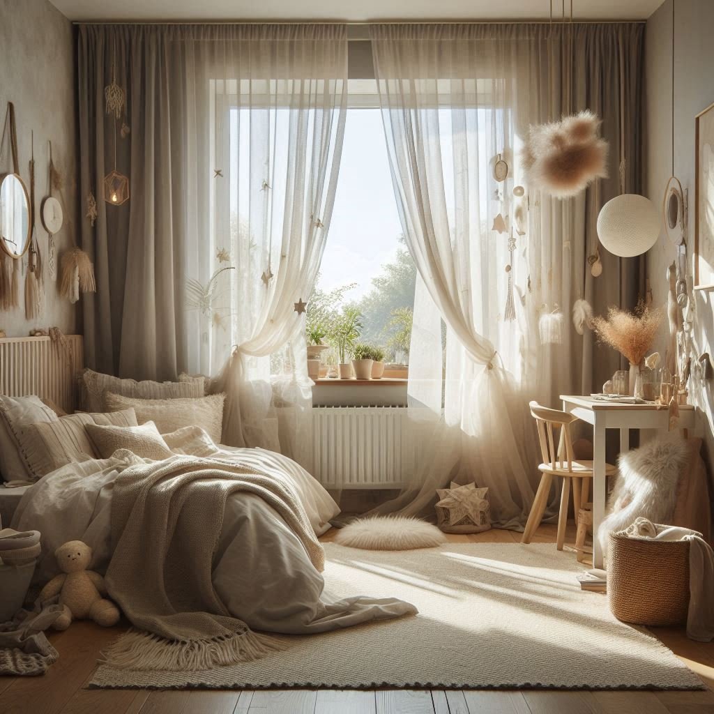 Sheer Curtains for Soft Light kids bedroom