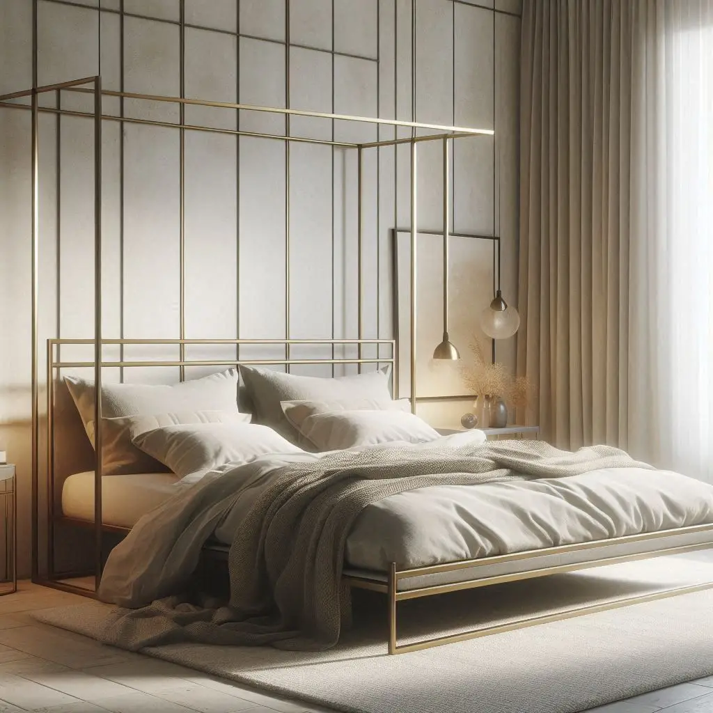  Metal-Framed Bed With Brass Accents