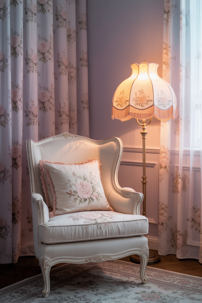 Floral Patterns on Curtains and Cushions