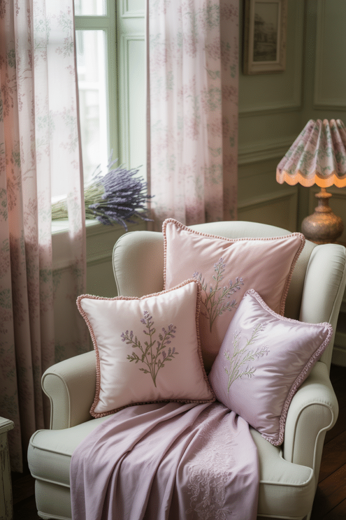 Floral Patterns on Curtains and Cushions