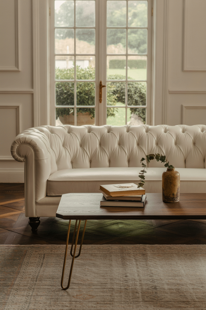 Off-White Chesterfields with a Classic Twist