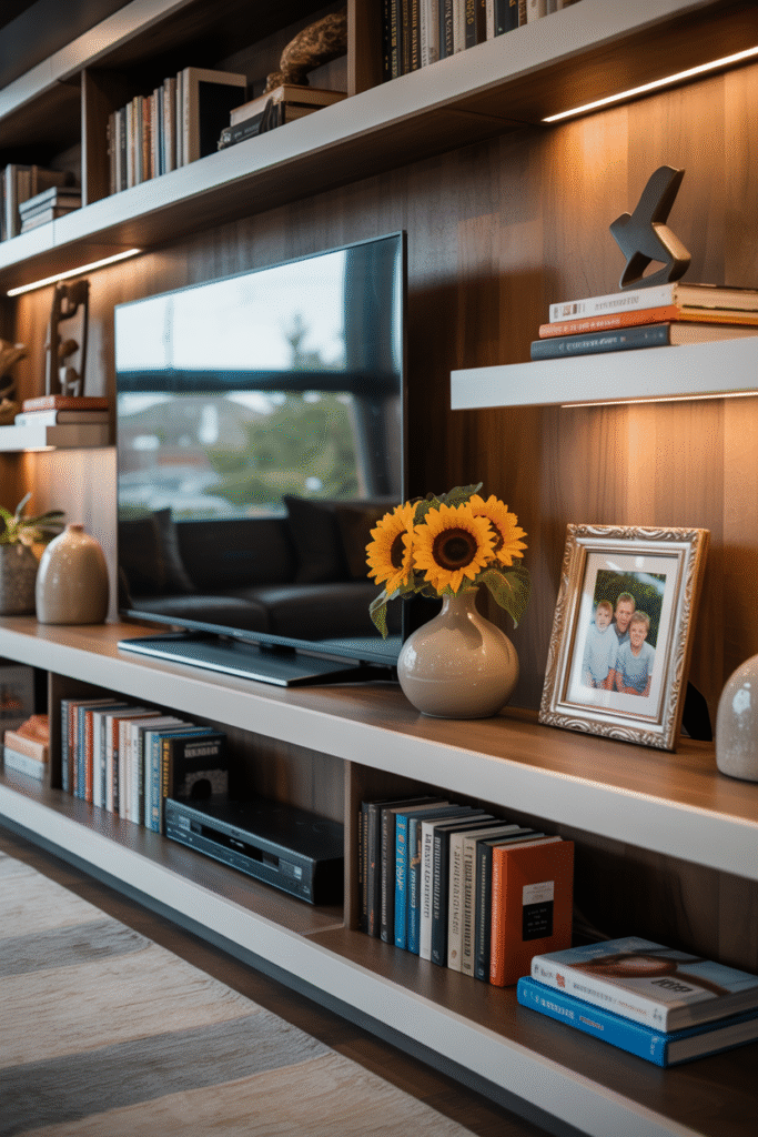 Built-in Shelving with TV