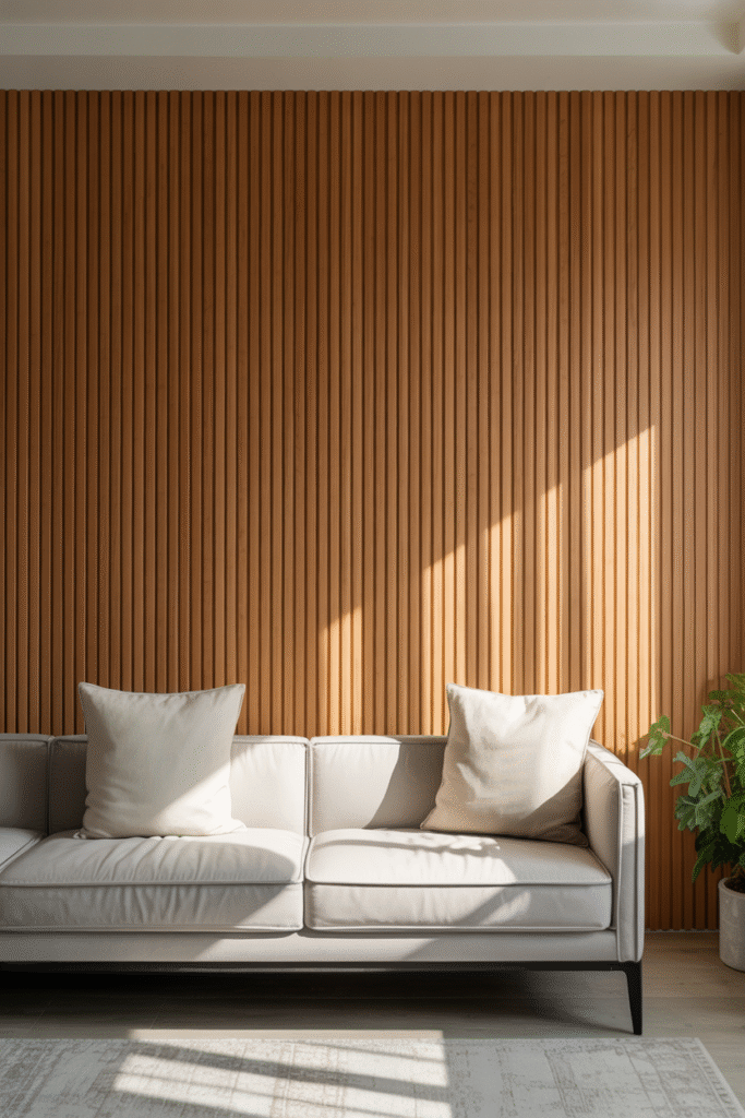 Wooden Slat Accent Wall living room