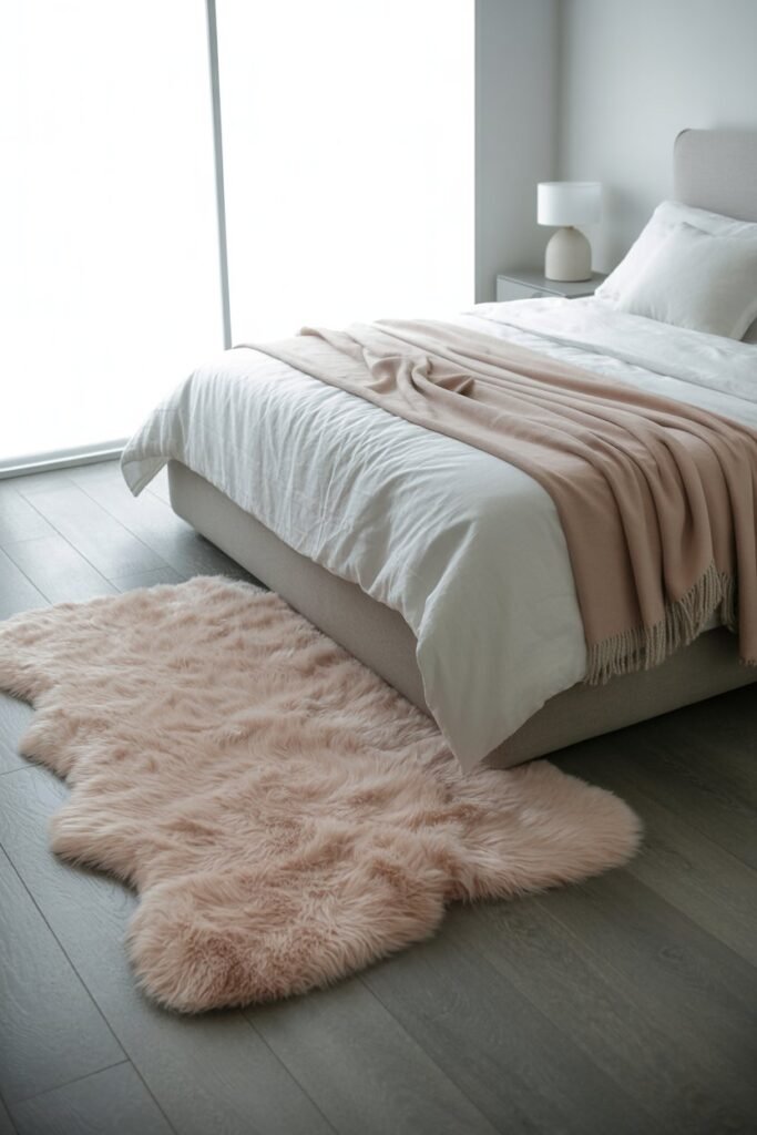Pink Rug on Grey Floor