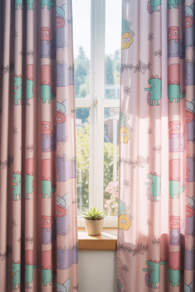 Patterned Curtains Featuring Cute Characters