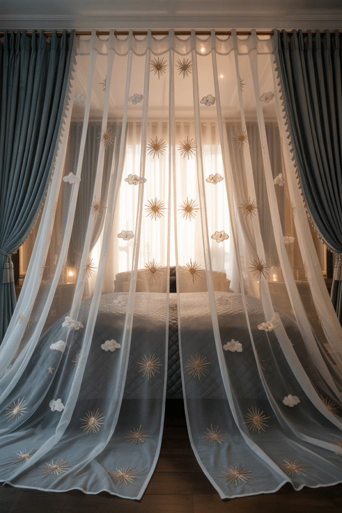 Sheer Curtains with Embroidery