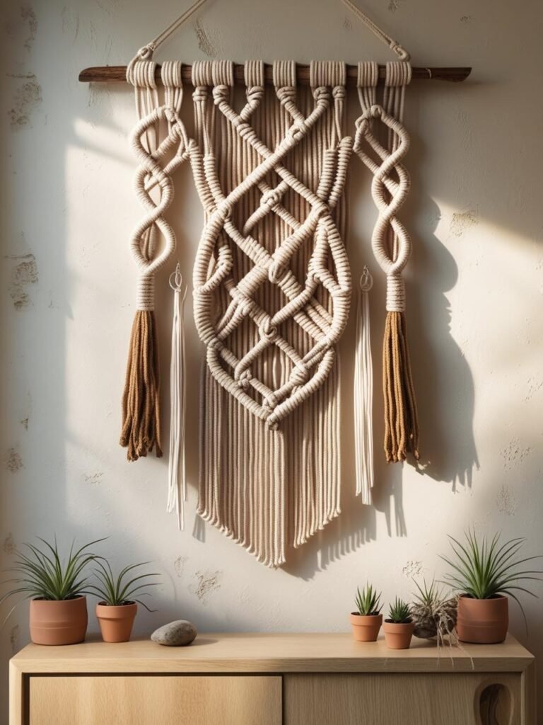 A boho-inspired living room wall 