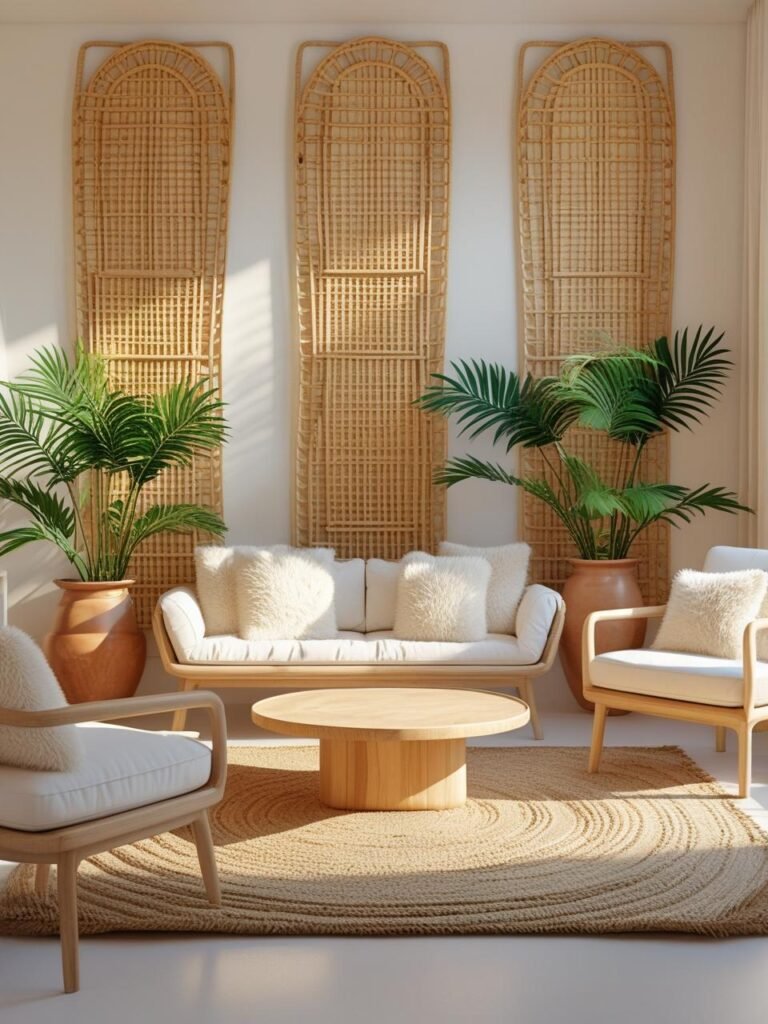 Rattan or Cane Wall Panels living room