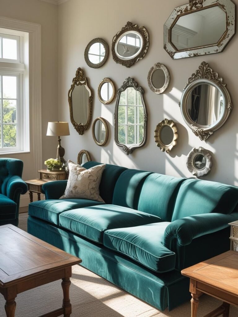 Decorate with Vintage Mirrors living room
