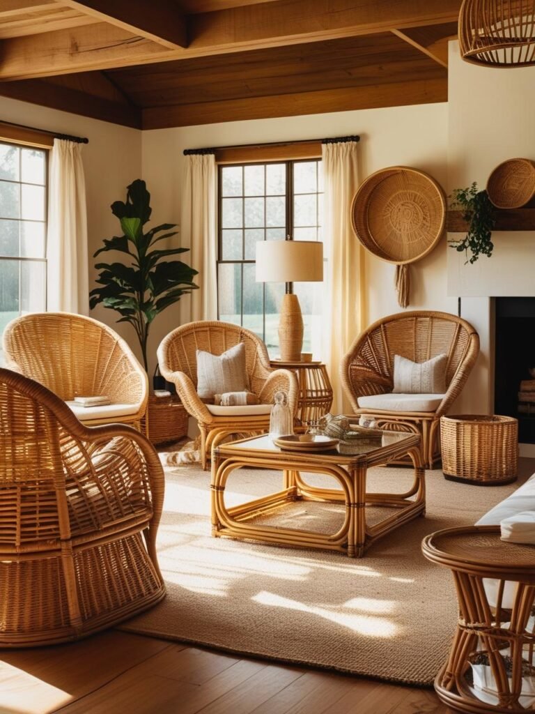 Incorporate Wicker living room