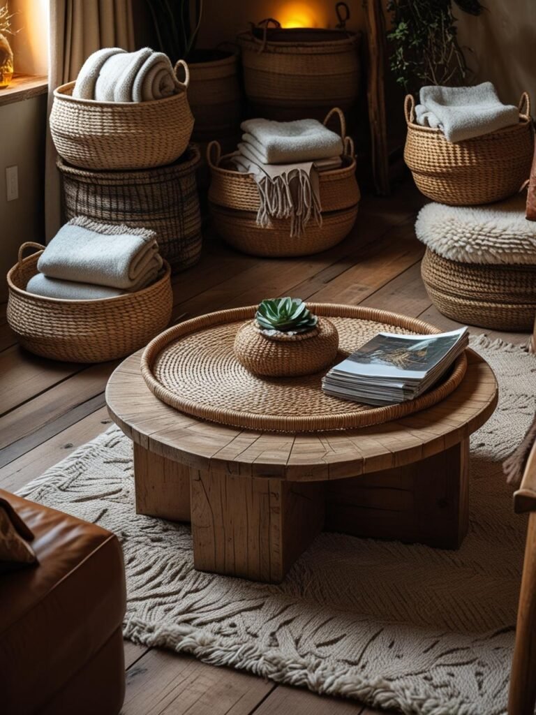 Use Woven Baskets and Trays
