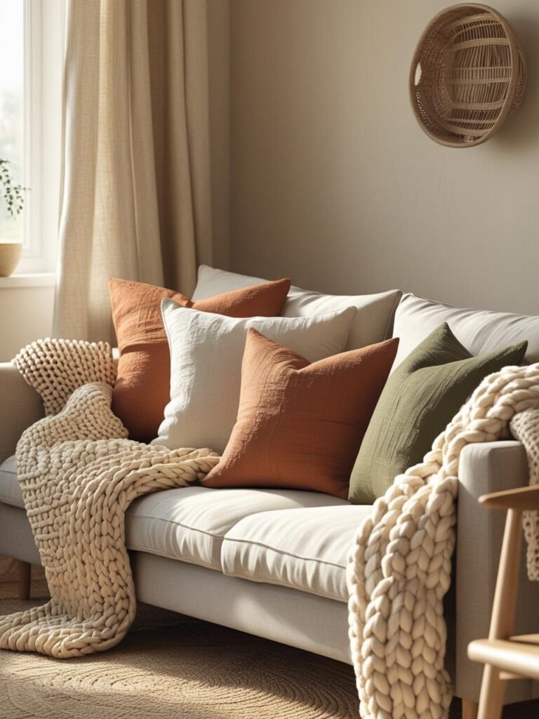 Textile Mix: Linen, Cotton, and Wool living room