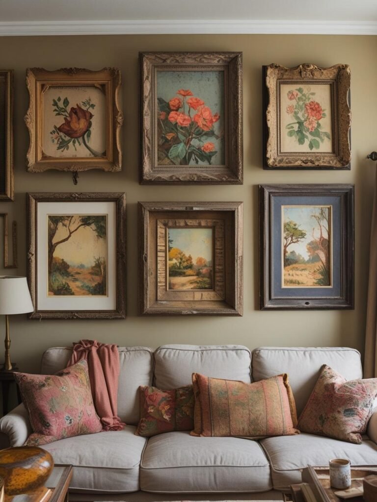 Vintage or Thrifted Art living room
