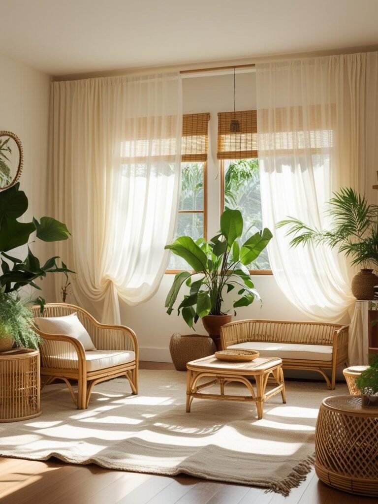 Sheer White Drapes for Airiness living room
