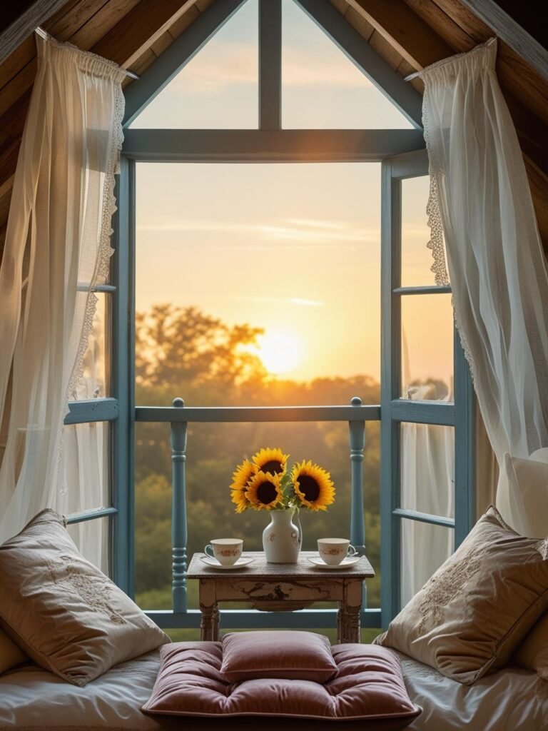 Balcony Window for Sunrise  attic room
