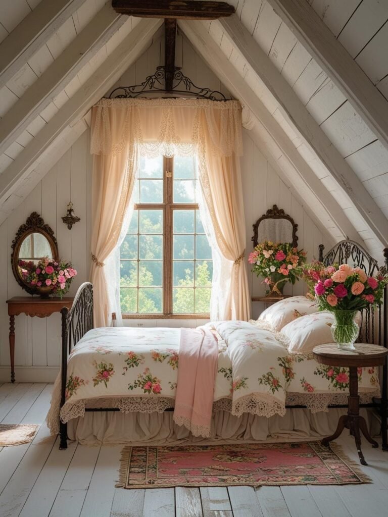  Iron Bed Under the Window attic room