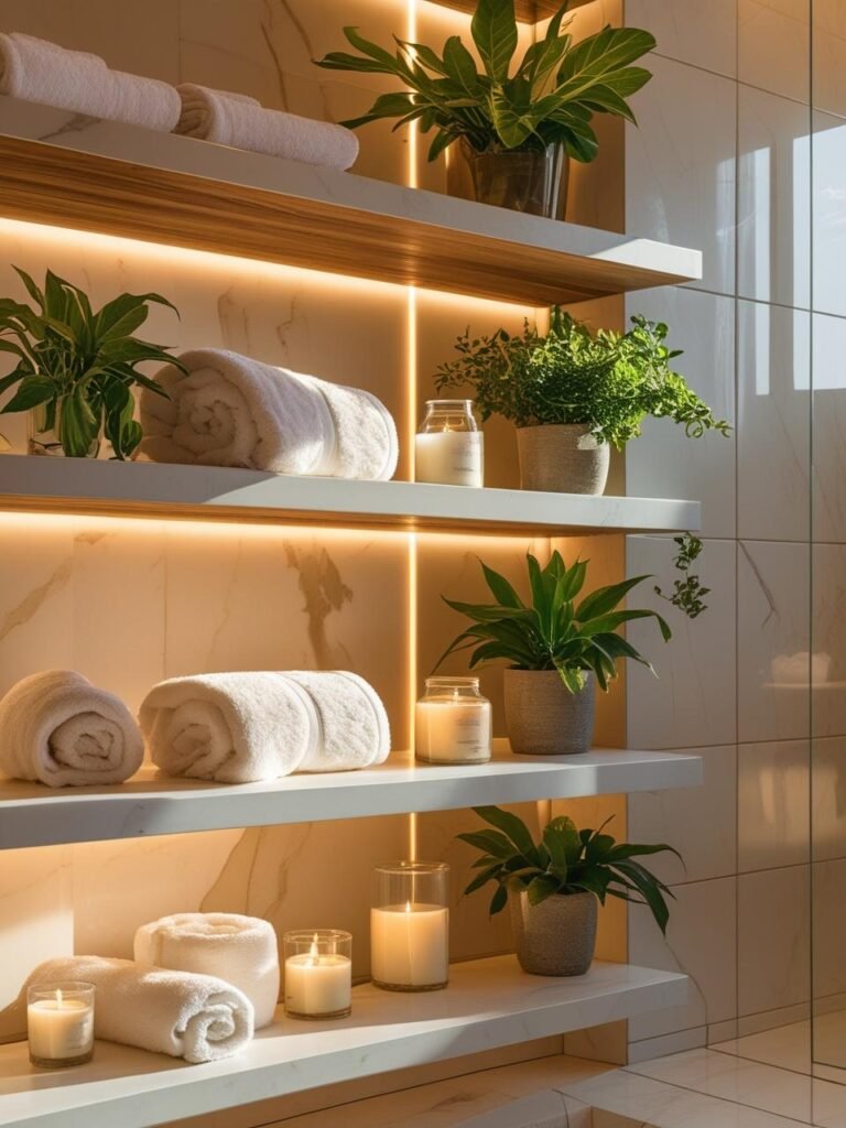 Open Shelving for Display bathroom