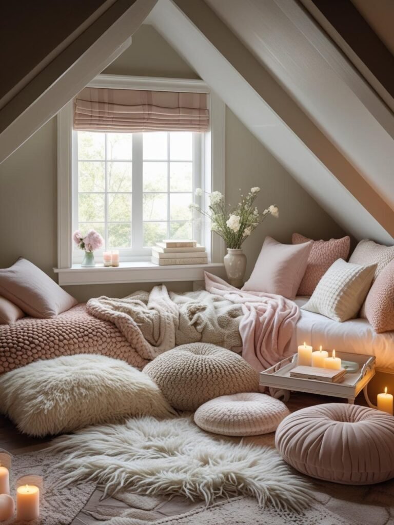 Plush Carpets and Cushions attic room