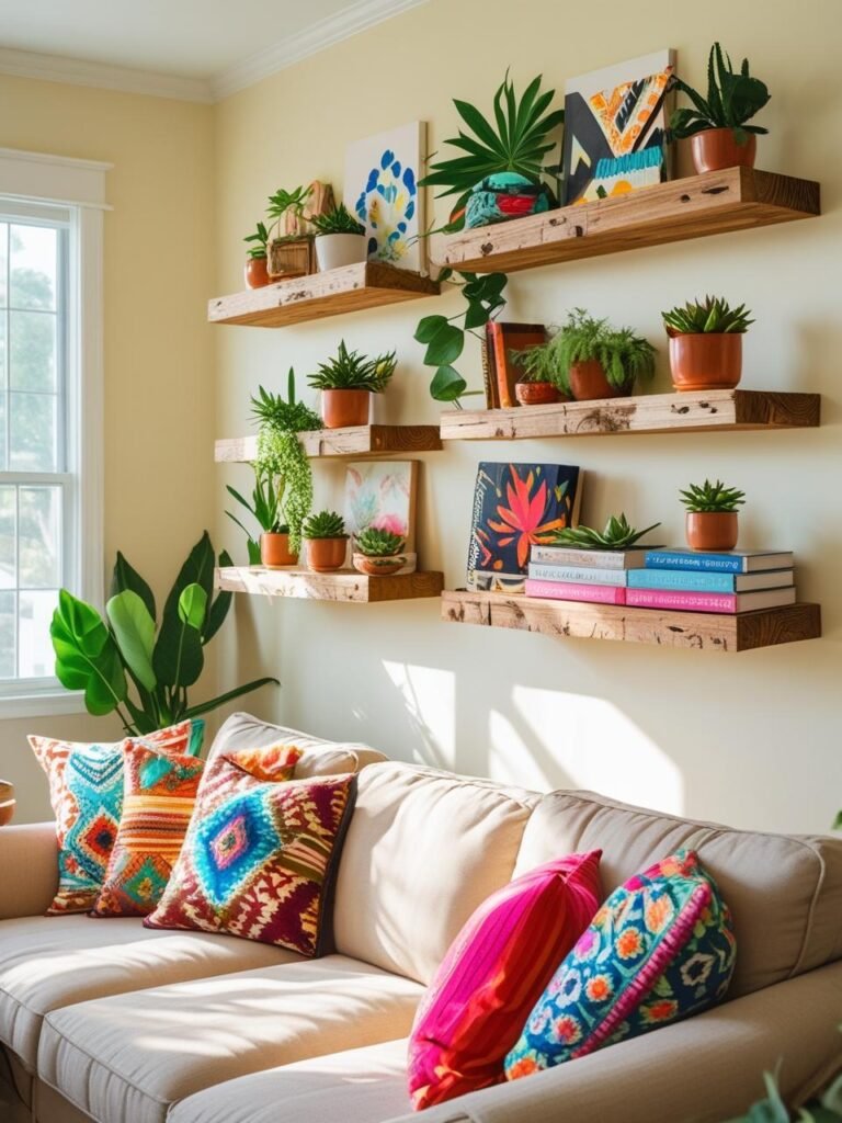 Floating Shelves living room
