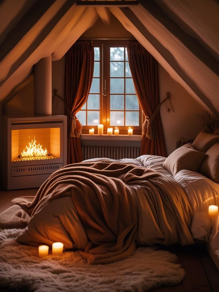 Faux Fireplace for Cozy Evenings attic room