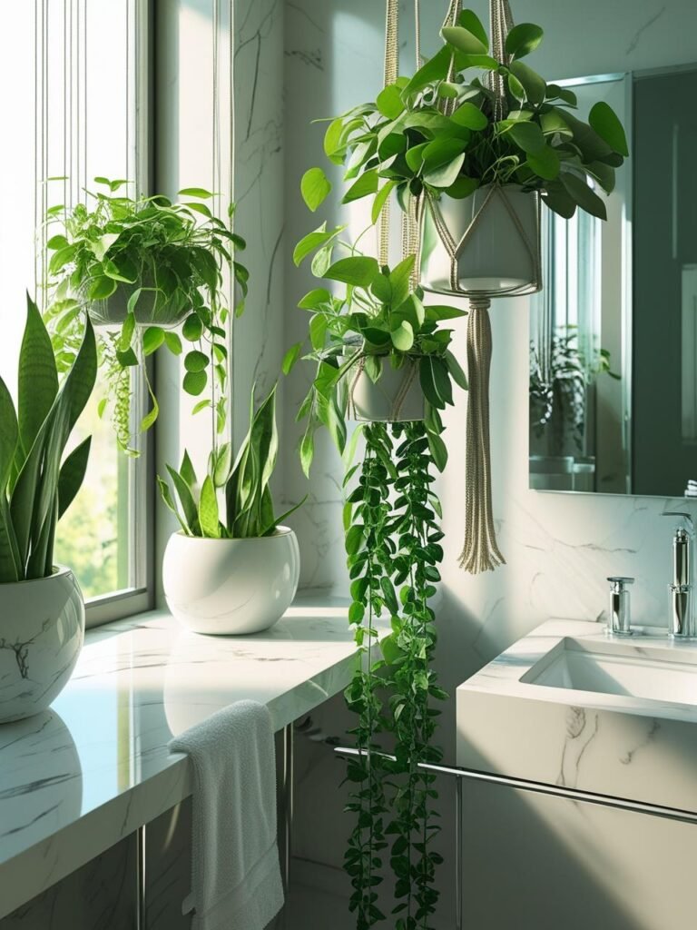 Indoor Plants for Freshness bathroom 