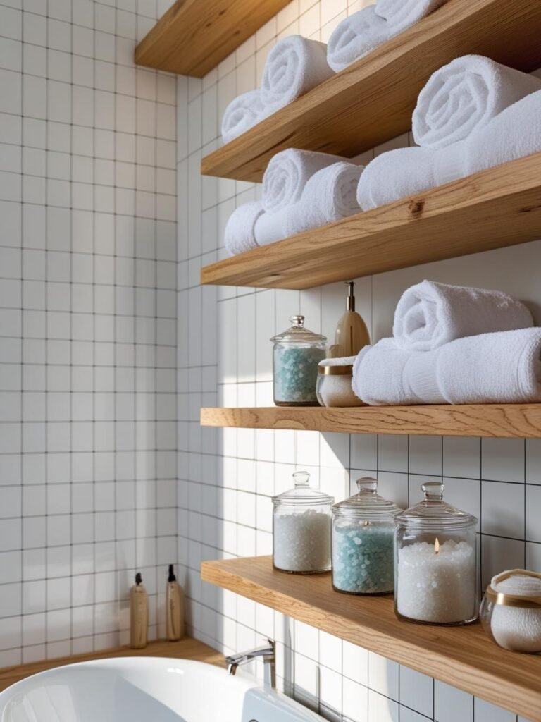 Open Shelving for Stylish Storage bathroom 