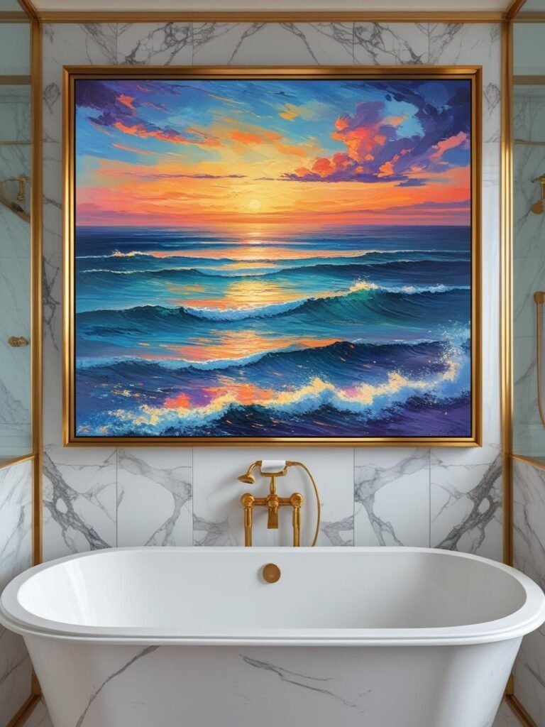 Oversized Artwork bathroom 